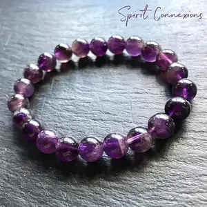 LKBEADS Natural Amethyst 8mm Round Shape Smooth Cut Beads 7 inch Stretchable Bracelet for Men & Women|STBR_RR_00395_70