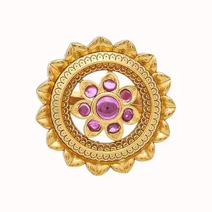 Kushal's Fashion Jewellery Ruby Gold Plated Antique Finger Ring - 416110
