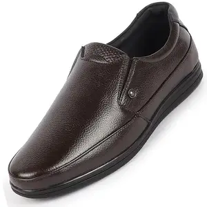 FAUSTO FST FOSMF-2072 BROWN-40 Men's Brown Formal Office Genuine Leather Slip On Shoes (6 UK)