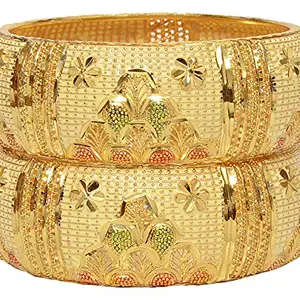 Mansiyaorange Traditional Hand Meena Work One Gram Golden Bangles For Women Stylish (Premium Wax Dye Range)