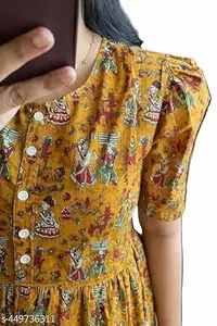 Women's Rayon A-Line Midi Dress and Kurta, Floral Print, Short Sleeves, Round Neck, Tiered Design, Summer Wear