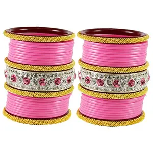 MAYA FASHION Pink Stone Acrylic Bangle Elegant Extra Large Size Bangle | Perfect Fit for Plus Size banglesTrendy and Comfortable Fit for woman and girls | (Sku-ban1847)