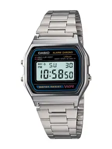 Visit the Casio Store Casio Vintage A-158WA-1Q Digital Grey Dial Unisex Watch Silver Metal Strap (D011)