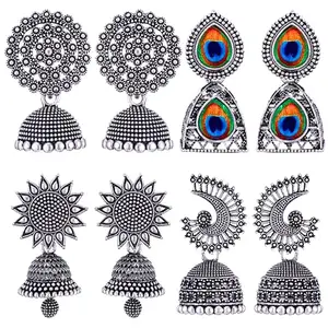 MEENAZ earrings for women fashion jhumka oxidised Silver Earrings for women Combo chandbali pearl chandbali stylish jhumkas traditional Earrings For girls South indian traditional Ear Rings -M126