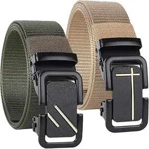 TPM Tactical Military Belt, Nylon Canvas Webbing, Quick Release Buckle, Army Green and Khaki, Heavy Duty Outdoor Utility Belts