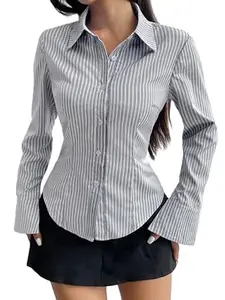 Zurity Women Shirt||Women Relaxed Fit Vertical Striped Spread Collar Cotton Casual Shirt (S-12-19)