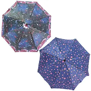 Rainpopson 3 Fold Umbrella for Women | Umbrella for Men 3 Fold | 3 fold Colour Umbrella | Umbrella Combo Pack of 2 | Umbrella for Girls (Multicolour) Set of 2 (FR_557)