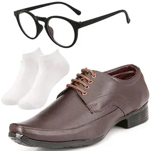 Vitoria Excellent l Men Black Lace Formal Shoes with White Socks & Selfi Black Frame/10