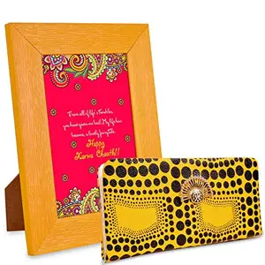 Alwaysgift Happy Karwa Chauth Wallet & Quotation Frame Gift Hamper for Women