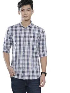 Visit the The Indian Garage Co Store The Indian Garage Co Men Slim Fit Checkered Full Sleeves Spread Collar Casual Shirt