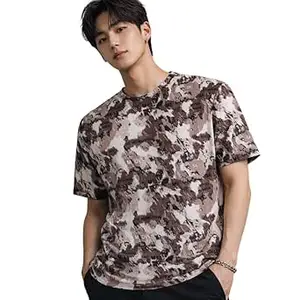 London Hills Men Camouflage Printed Loose Fit T-Shirt | Crew Neck Soft Breathable Casual Half Sleeve | Men Abstract Print T-Shirts Daily & Streetwear Use
