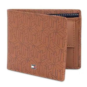Tommy Hilfiger Leather Men Bagley Global Coin Wallet - Tan, No. of Card Slot : 4