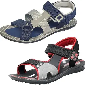 GeNIAL Men Multicolor Sandals | Size - 8 | P.11 BLU-S.17 RED-8