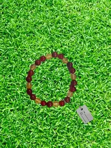 Natural Stones Bracelet, Citrine, Ribboned Agate, Red Agate, Yellow Agate