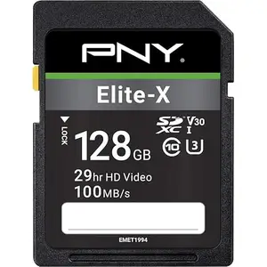 PNY 128GB Elite-X Class 10 U3 V30 SDXC Flash Memory Card, Read Speeds up to 100MB/S (P-SD128U3100EX-GE)