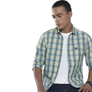 Visit the The Indian Garage Co Store The Indian Garage Co Men Slim Fit Checkered Full Sleeves Spread Collar Casual Shirt