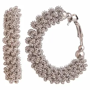 Total Fashion Hoop Earrings for Women & Girls, Silver