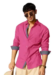 Visit the Pinkmint Store Pinkmint Men's Solid Shirt | Soft Cotton Blend | Casual Shirt | Plain | Full Sleeve - Regular Fit (Available in Plus Size)