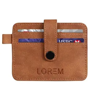 LOREM Mini Wallet for ID, Credit-Debit Card Holder & Currency with Push Button for Men & Women - Tan WL619-UF