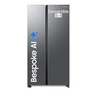 Samsung 653 L, 3 Star, Frost Free Convertible 5-in-1 Digital Inverter, Side By Side WiFi Embedded Refrigerator (RS76CG8003S9HL, Silver, 2023 Model)