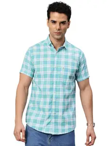 Visit the Majestic Man Store Majestic Man Slim Fit Pure Cotton Checked Half Sleeve Casual Shirt