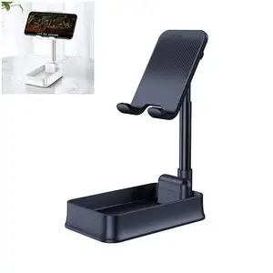Mobile Phone Brackets WS18 Foldable Telescopic Desktop Stand for Mobile Phones & Tablets Below 12.9 inches Smartphone Holders (Color : Dark Blue)