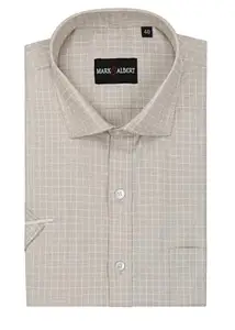 MARK & ALBERT Men's Half Sleeves Regular Shirt Navy