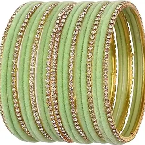 Young Forever-SHORT BANGLE SET STIMULATED WITH STONE BANGLES,PACK OF 20, USEFUL FOR WEDDING CEREMONY/ANY OCCASION (PISTA, 2.6)