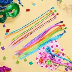 AB Beauty House Kids Hair Extensions with Hair Clips Rainbow Wig Braids Extensions Hair Styling Accessories for Baby Girls Adult Multicolor (12 PCS) 2 packet