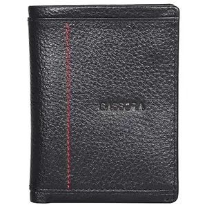 Sassora Genuine Leather Unisex RFID Medium Black Notecase Wallet