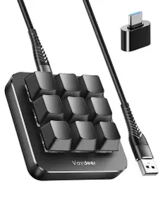 VAYDEER One-Handed Mechanical Keyboard Support NKRO, Hotkeys, One-Click Start,9 Fully Programmable Keys