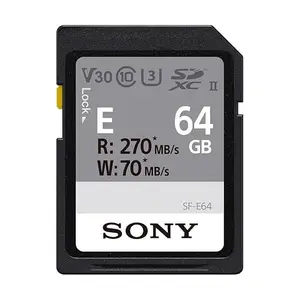 Sony E series SDXC UHS-II Card 64GB, V30, CL10, U3, Max R270MB/S, W70MB/S (SF-E64/T1)