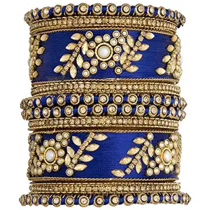 Peora Silk Thread Matching Floral Bangle Set Bridal Chuda Chura Jewellery for Women Girls Navratri Gift Size 2.8 inch