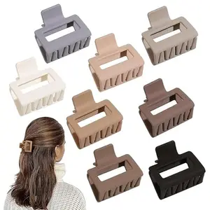 FAMEZA Hair Claw Clips for Women Thick Thin Hair - Medium Square Matte Claw Clips Small Rectangle Claw Clip Strong Hold Cute Jaw Clip Non-slip Hair Styling Accessories (MULTICOLOR)