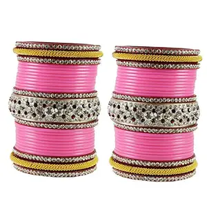 MAYA FASHION Pink Stone Acrylic Bangle Elegant Extra Large Size Bangle | Perfect Fit for Plus Size banglesTrendy and Comfortable Fit for woman and girls | (Sku-ban1876)
