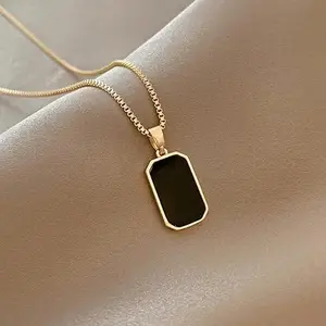 RAMANYA Black Square necklace for women or girl trendy Alloy Necklace () VR01
