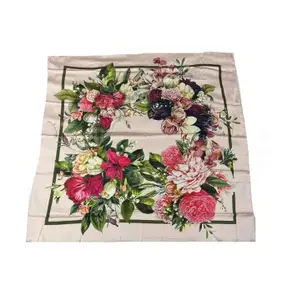 Reema prints fancy Soft floral digital Silk satin scarf (multicolored–100X100cm)