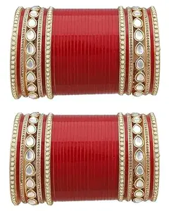 Bridal Punjabi Chooda Set, 78 Pieces, Red, Traditional Design (2.4 Front 2.6 Back side Size)