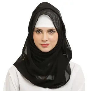 Evelia Women's Georgette Black Hijab Scarf