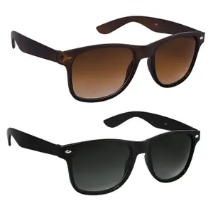 Visit the Silver Kartz Store Silver Kartz Men's Women's Unisex Non Polarized UV Protected Black Brown Plastic Square Sunglass Pack of 2