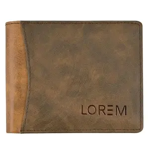 LOREM Brown-Tan Double Color Bi-Fold Faux Leather 7 ATM Card Slots Wallet for Men WL26-UF