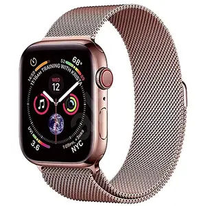 Stainless Steel Magnetic Strap for i-Watch Series 7/6/5/4/3/2/1 SE, 44mm, 42mm, Rose Gold