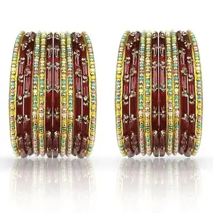 BANGLESKART Glass Bangle Set, Handmade Bangles, for Women's, (1Pair) (Maroon, 2.4)