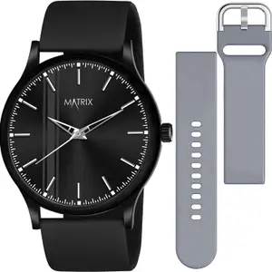 Visit the Matrix Store Matrix Swap Analog Black Dial Watch with Interchangeable Straps for Men & Boys