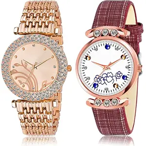 NEUTRON Formal Analog Rose Gold and White Color Dial Women Watch - G575-GW5 (Pack of 2)