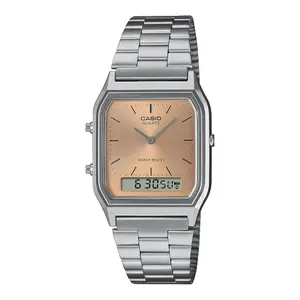 Visit the Casio Store Casio Vintage AQ-230A-4AMQYDF Analog-Digital Orange Dial Unisex (AD279)