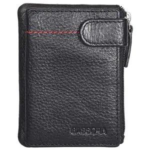 Sassora Premium Leather Small RFID Black Travel Pouch