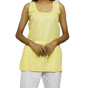 Women Short Camisole Cotton Short Length Slip for Transparent Kurtis Sleeveless Side Slit Inner Wear for Summer Under wear Vest Half Sameez Top