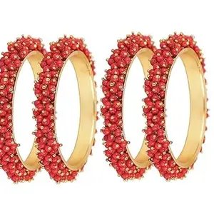 Pashupati 18K gold plated Moti Pearl bangles for women and girls attractive and fashionable 4 pieces (Size 2.4)