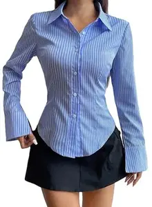 Zurity Women Shirt||Women Relaxed Fit Vertical Striped Spread Collar Cotton Casual Shirt (S-12-19)